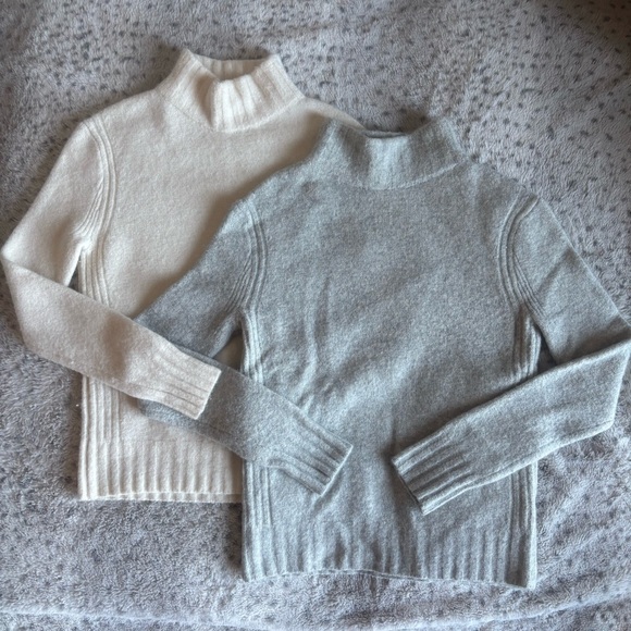 J. Crew Sweaters - J. Crew | Set of 2 | Classic Mock Neck Sweaters | Cream & Light Gray | Size XS